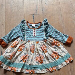 Wildflowers Teal and Orange Striped Floral top